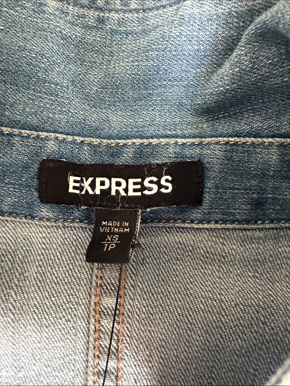 Express Light Blue Denim Jumpsuit - Picture 2 of 5